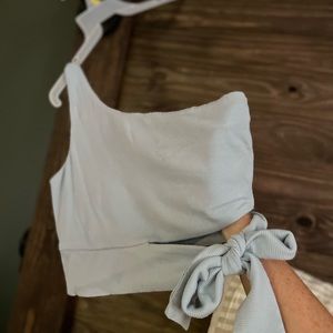 Powder Blue Asymmetrical Cropped Tank